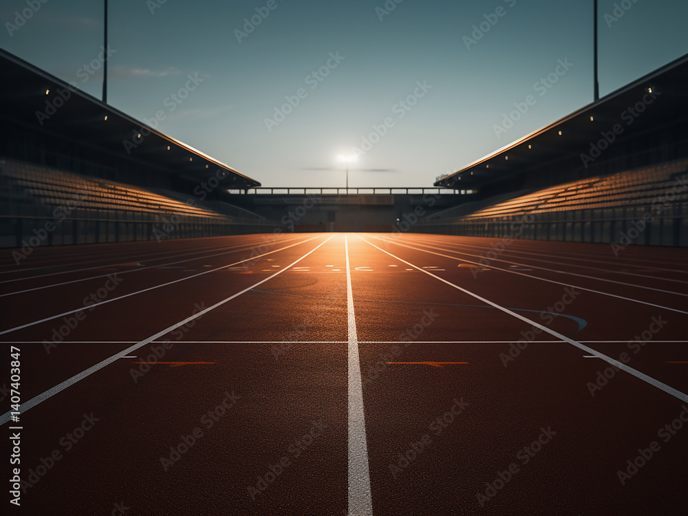 Poster sprint track lanes are marked clearly as runners position themselves and develop speed
