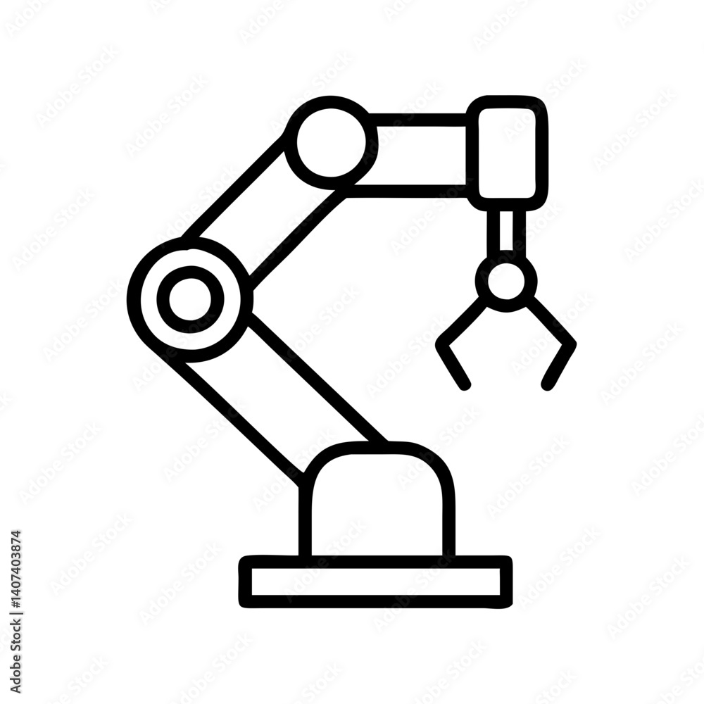 Aufkleber industrial robot arm vector icon design for automation manufacturing and engineering projects