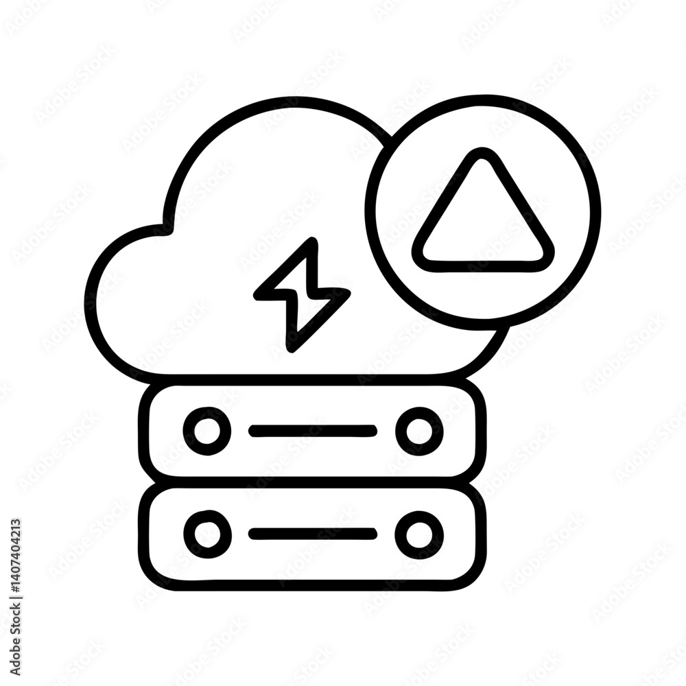 Poster cloud server hosting data upload with lightning bolt vector illustration design concept