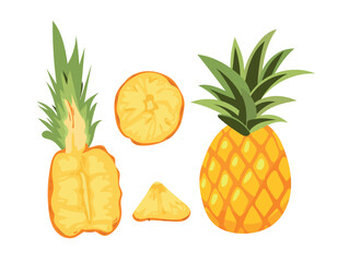 Pineapple. Flat vector, clipart illustration isolated on white background.