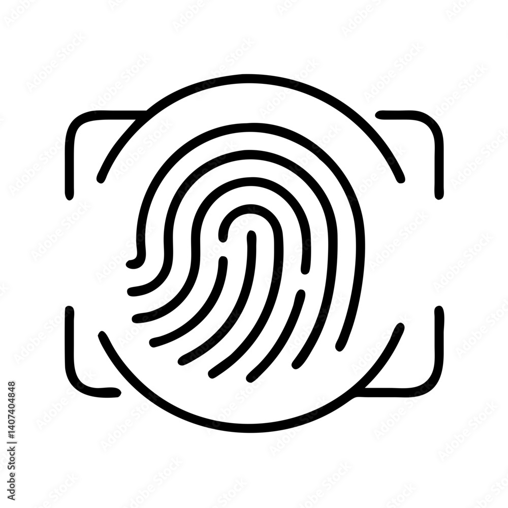 Poster fingerprint scan identification security authentication biometric access control line icon vector