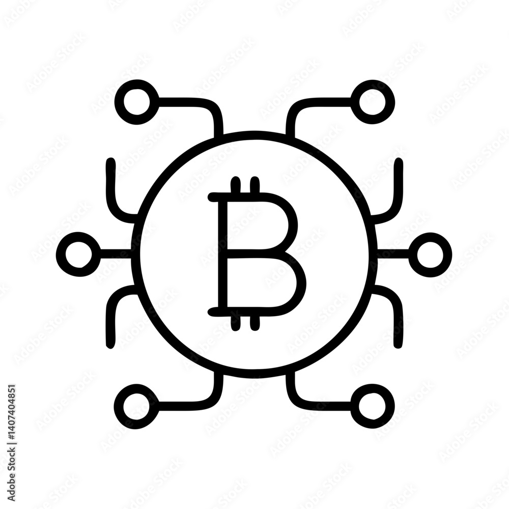 Poster bitcoin network technology blockchain cryptocurrency decentralized digital currency vector icon
