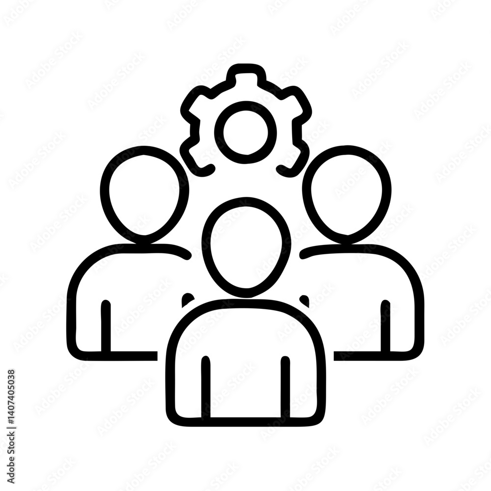 Poster teamwork collaboration group settings icon for business management and project development process