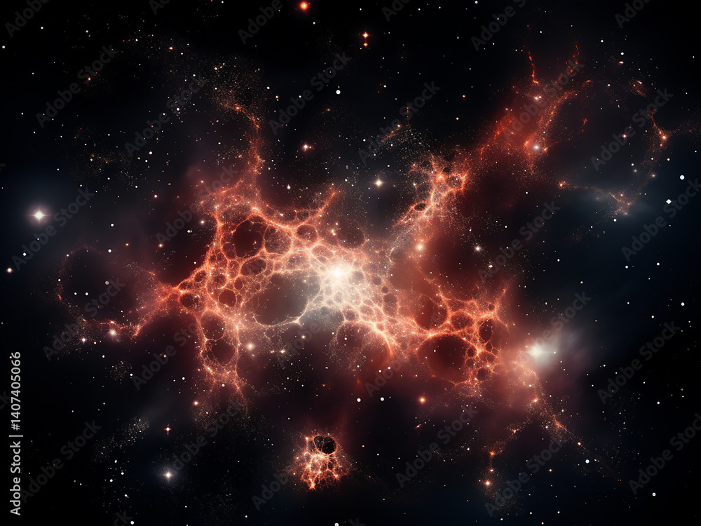 Poster star cluster dispersing with gravitational forces weakening and stellar streams dissolving