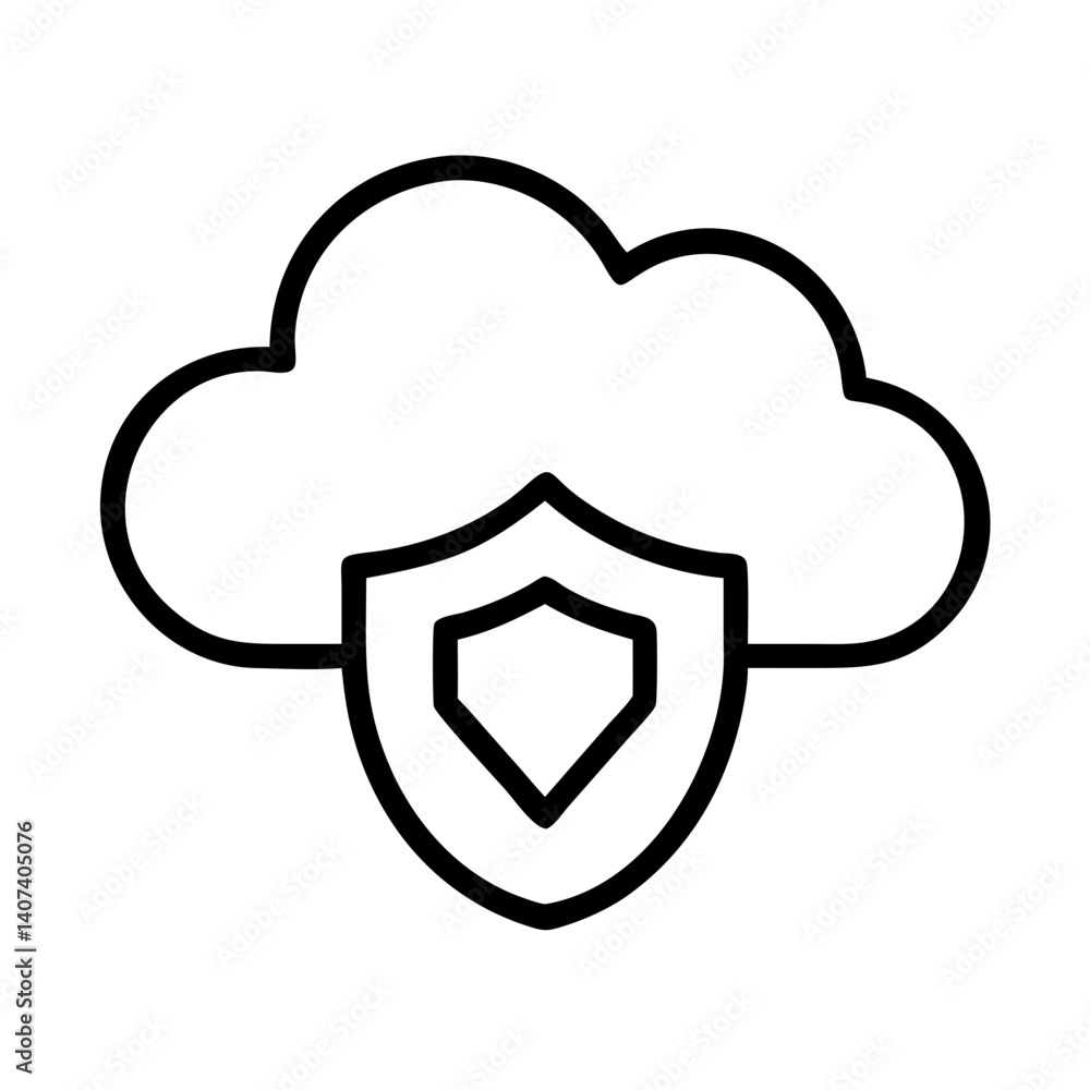Poster cloud security icon vector illustration for secure data storage and network protection design