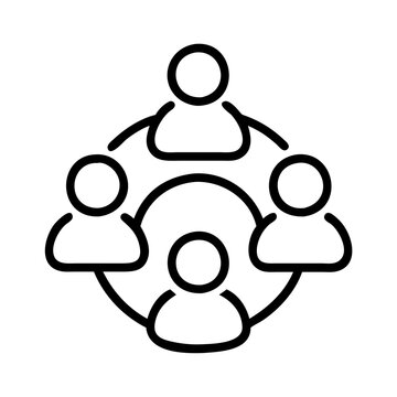Teamwork collaboration group connection network social circle organization people icon vector