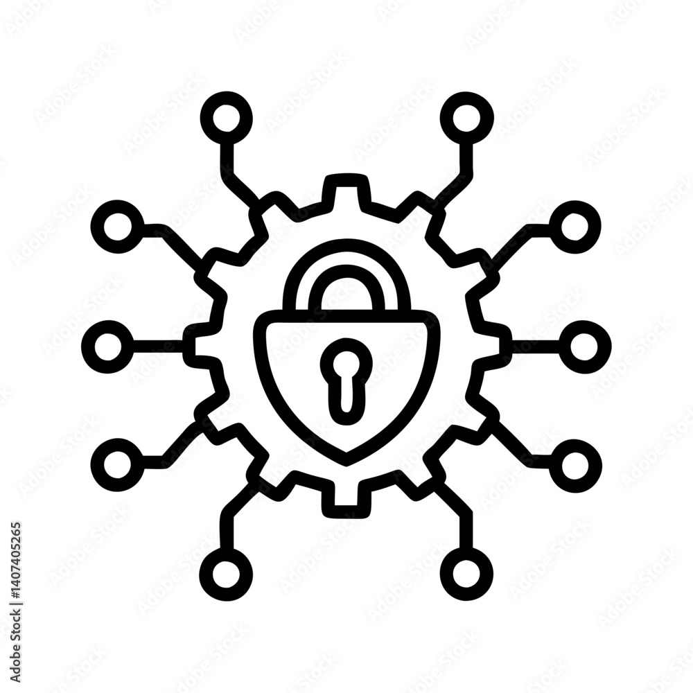 Poster cyber security lock technology protection digital data safety network system icon vector graphic
