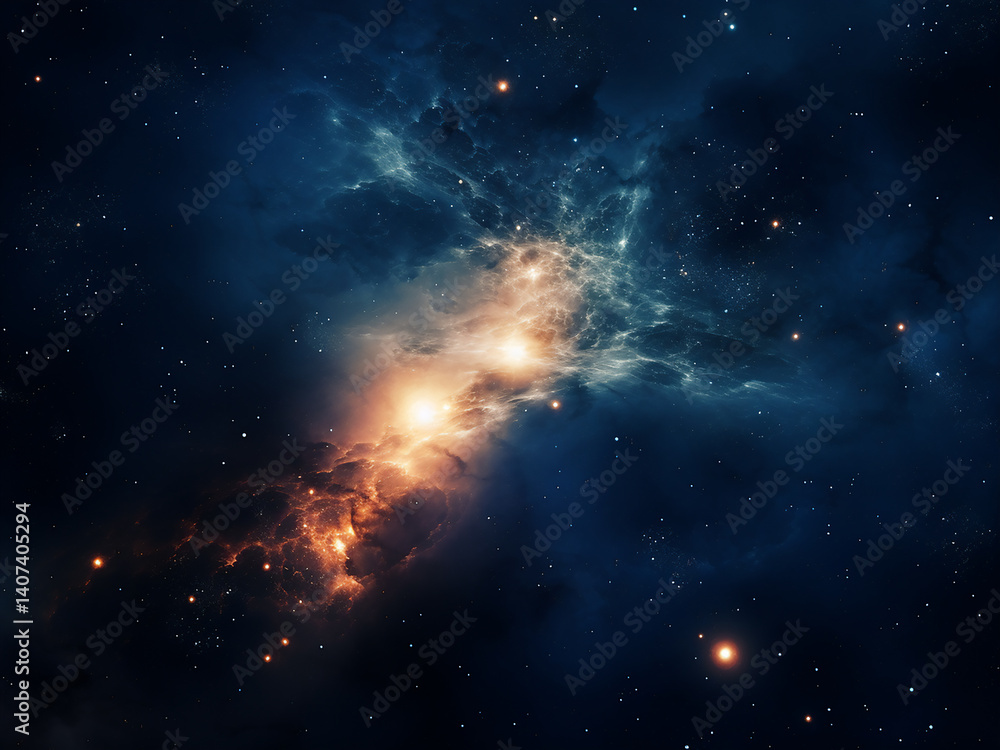 Poster star clusters twinkling with light waves traveling vast distances through deep space