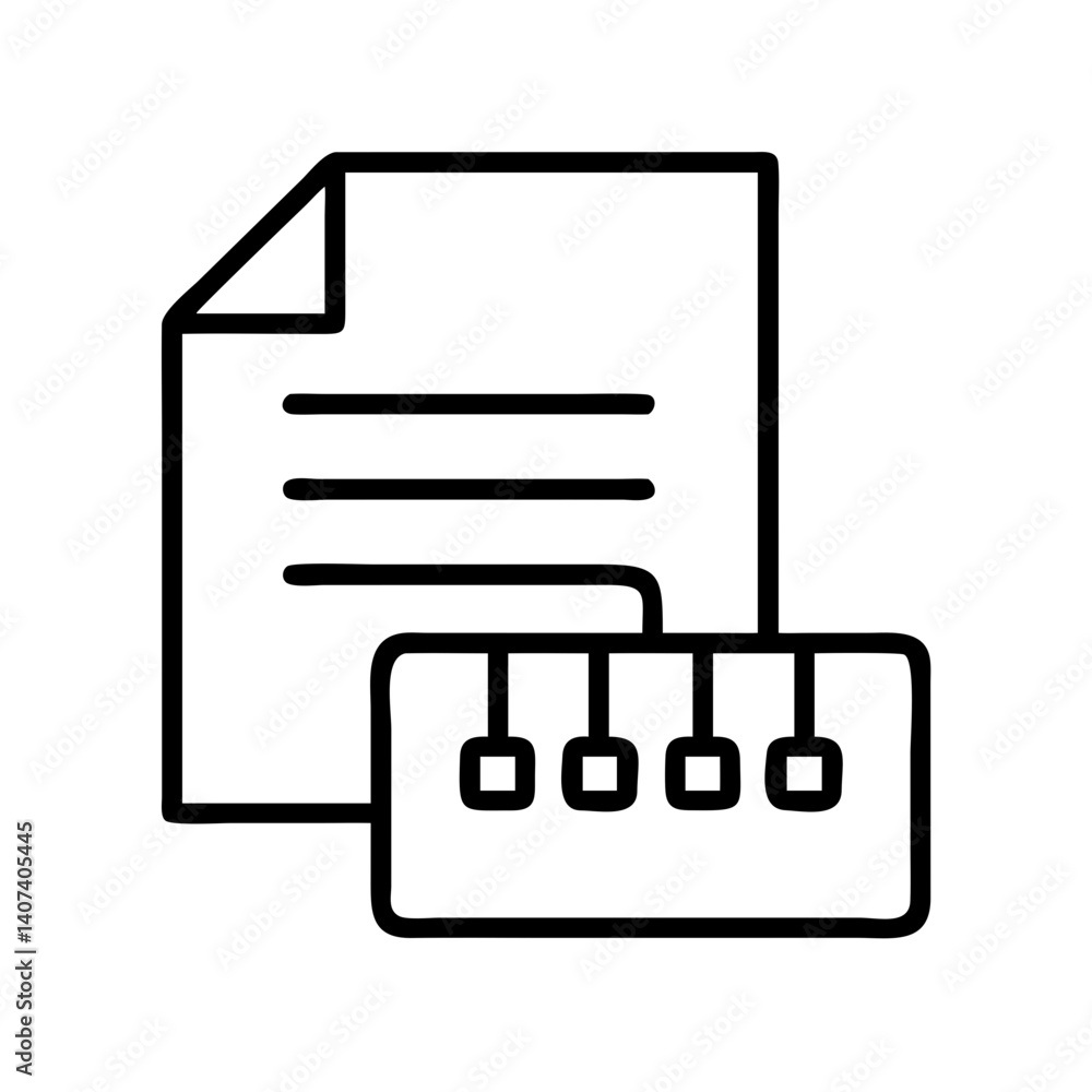 Poster document data connection icon vector illustration for business report and database management system
