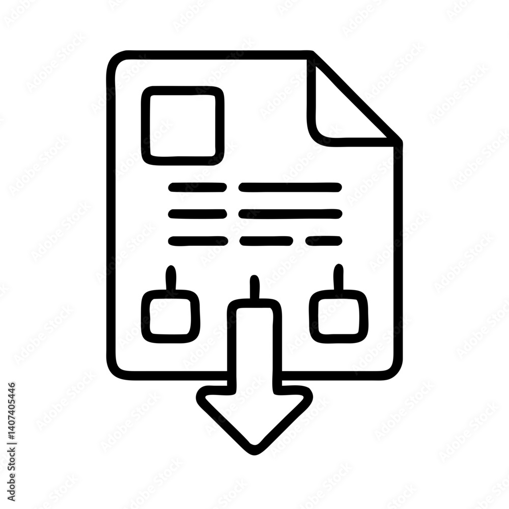 Aufkleber download data file document arrow icon vector illustration graphic resource design element