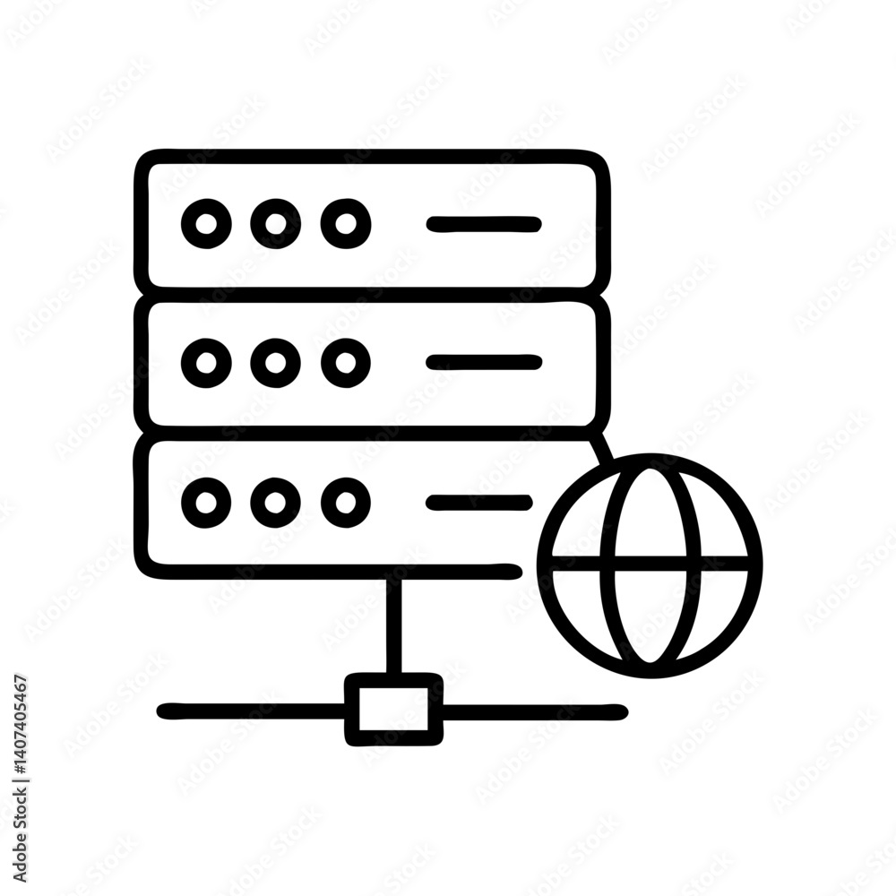 Poster server hosting and network infrastructure for cloud computing and data center management icon