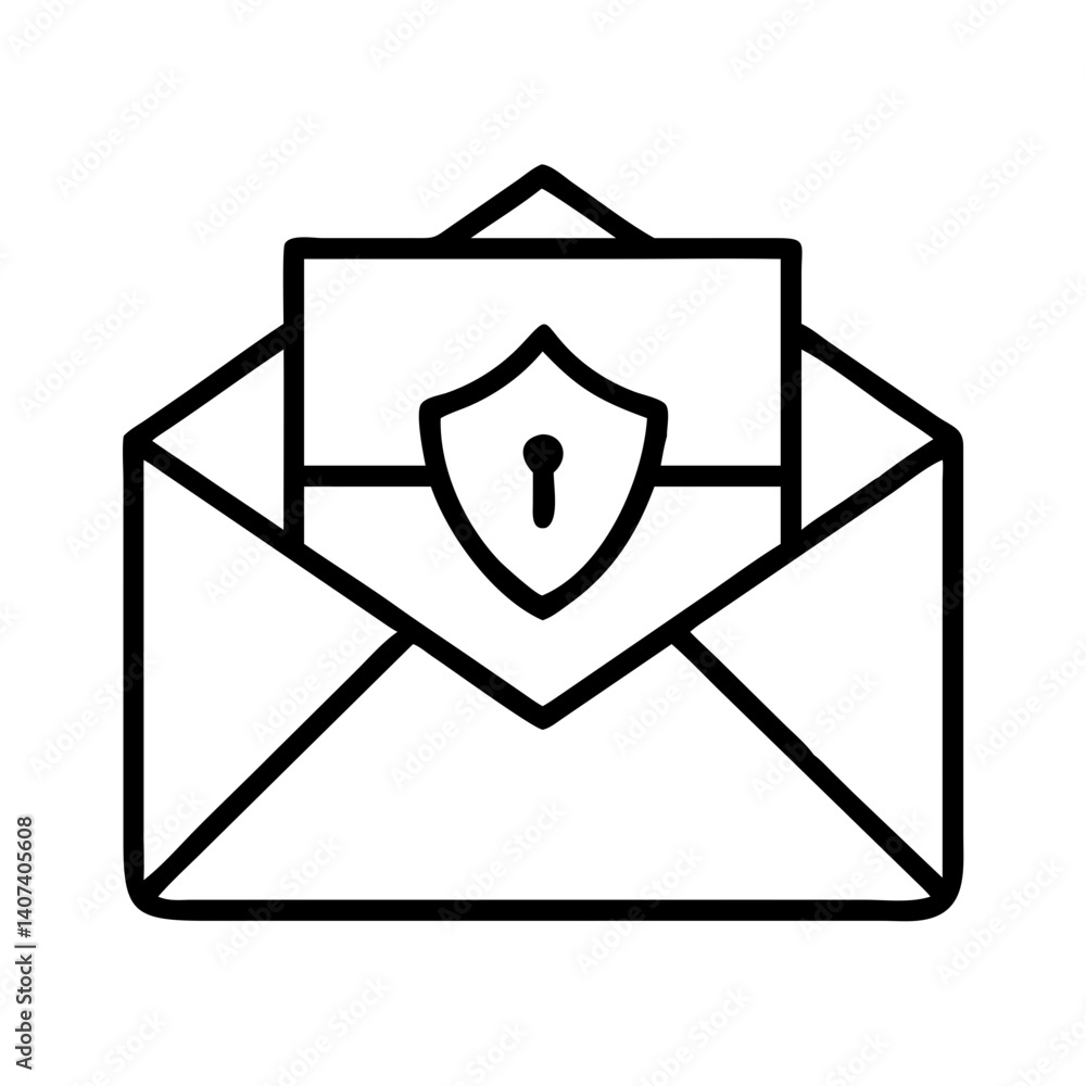 Poster secure email vector icon for data protection and privacy with shield and envelope illustration