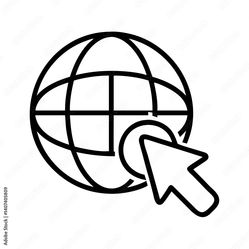 Poster globe internet website cursor click online world wide web connection browser icon vector graphic