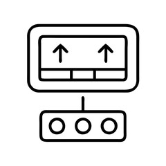 Monitor with arrows up and control panel vector icon design for user interface and navigation