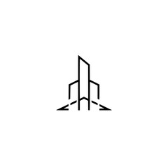 Minimalist Skyscraper Icon, Architectural Line Art Logo