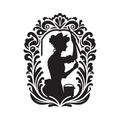 Fototapeta premium silhouette of A Women occupation Illustrator inside Victorian flourish