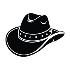  Black Silhouette of a Cowboy Hat, Western Style Headwear Vector Illustration