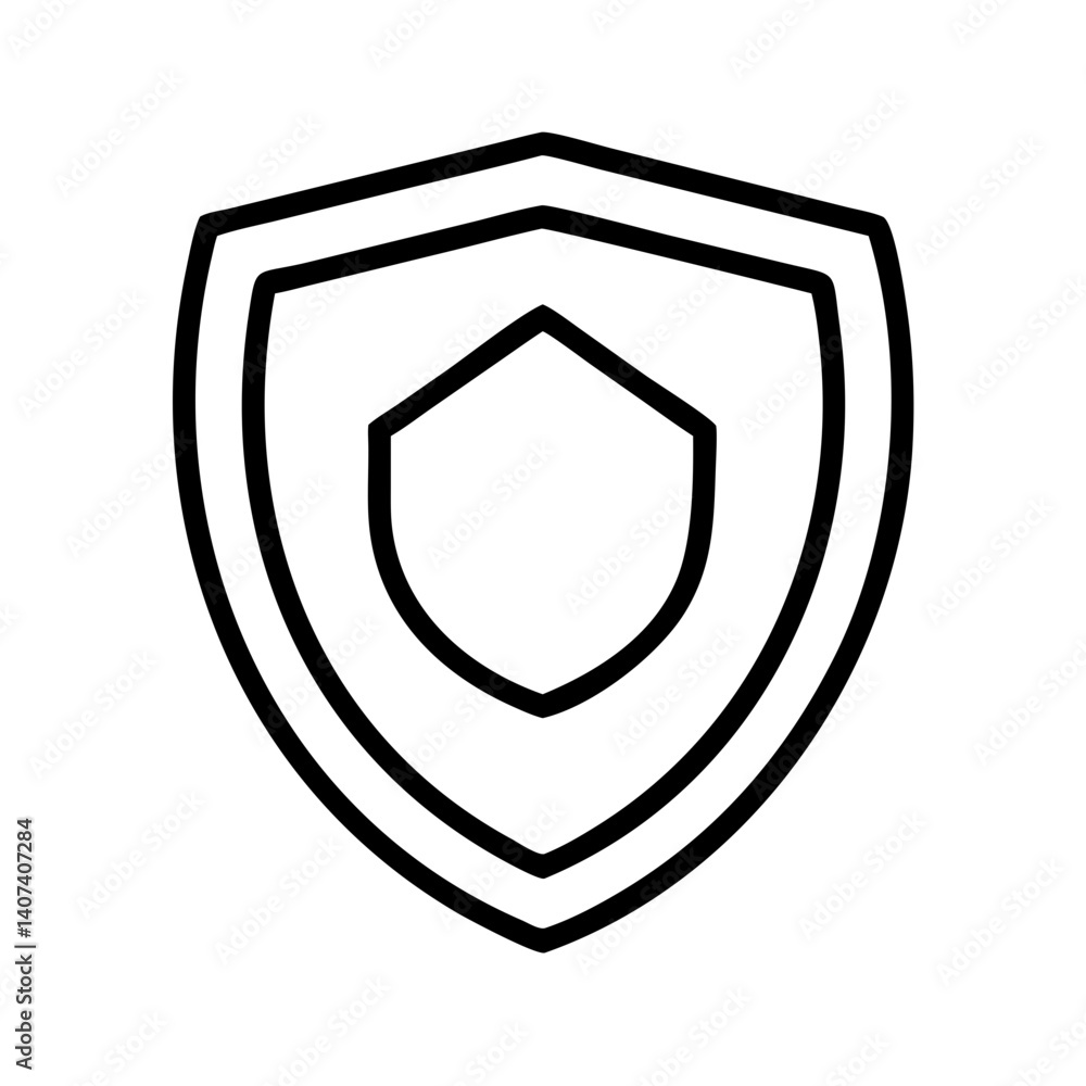 Poster outline shield icon vector graphic protection security safety guard defense symbol design element sa