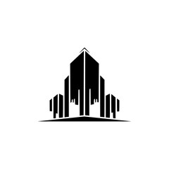 Obraz premium Modern Minimalist Skyscraper Logo, Black & White Architectural Design