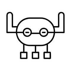 Obraz premium Outline schematic diagram of a network server with three nodes and two antennas vector illustration