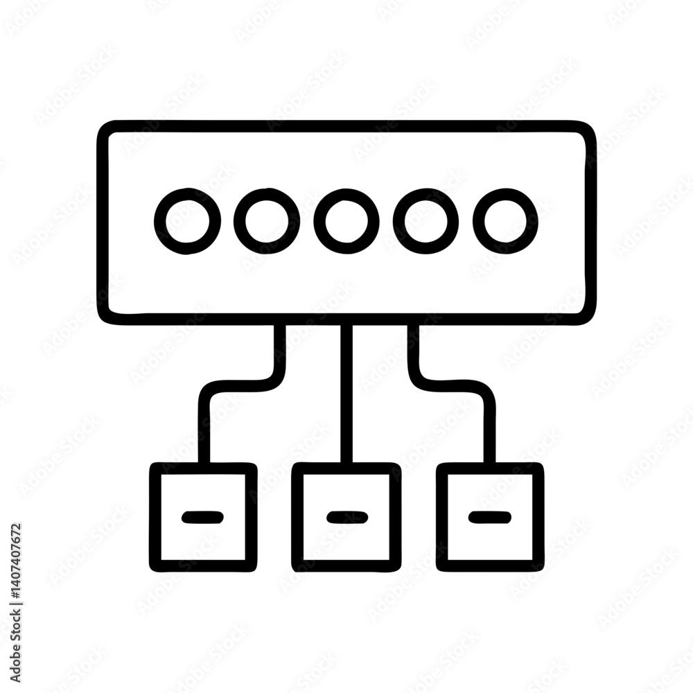 Poster Network diagram with server and clients connected for data flow visualization and structure