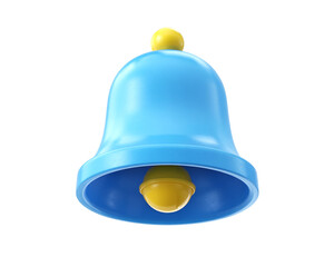 3D Notification Bell Icon Blue and Yellow Alert Symbol Illustration Isolated on Transparent background