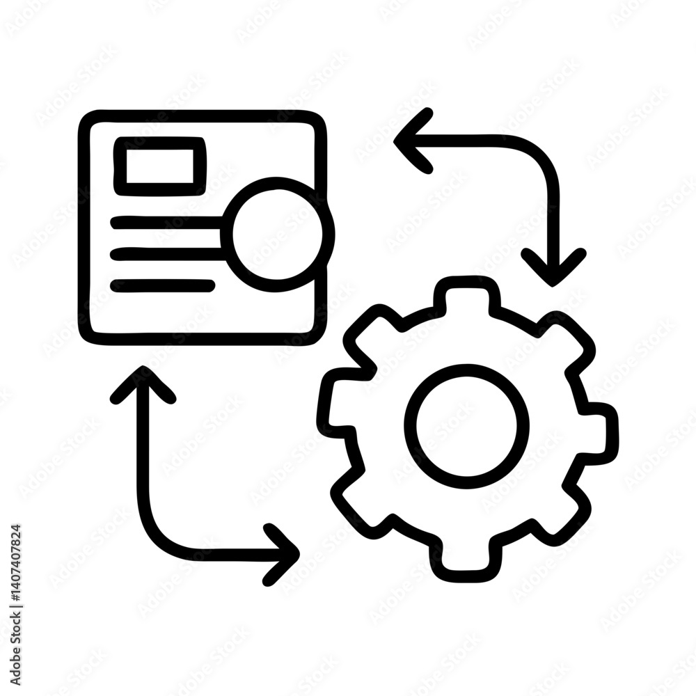 Poster automation process icon vector design for workflow management and system configuration concept