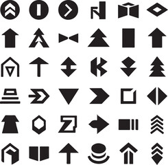 arrow icon set design block and white silhouette victor isolated on the white background.