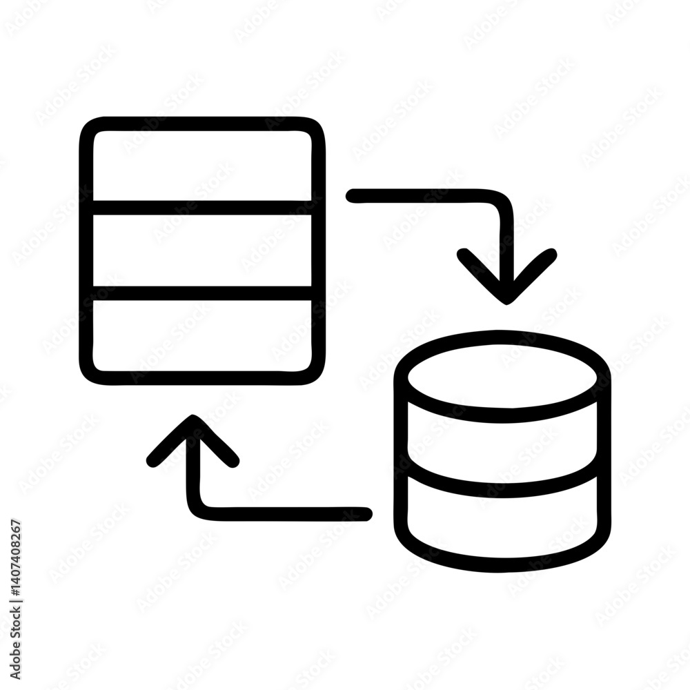 Poster Database synchronization replication backup recovery data transfer process diagram icon vector design