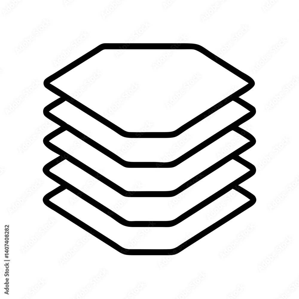 Poster vector graphic of stacked layers outline icon for design element and user interface asset needs