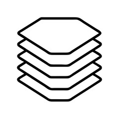 Vector graphic of stacked layers outline icon for design element and user interface asset needs