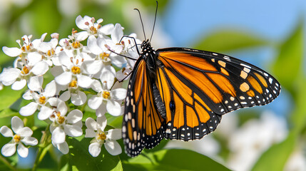 Fototapeta premium butterfly on flower close up 