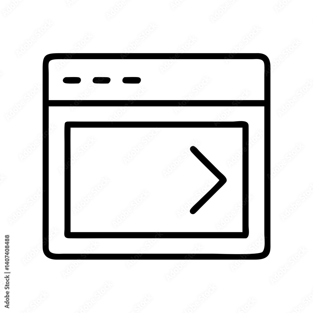 Poster browser window with play button icon vector illustration for website and app design use