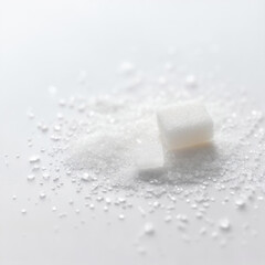 Granulated White Sugar Scattered on a Clean Bright Surface