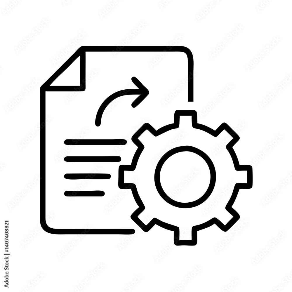 Poster document settings configuration options process management automation gear icon vector design