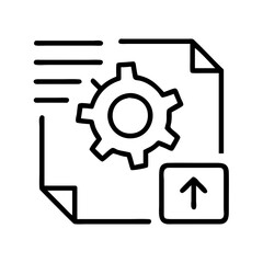 Upload settings configuration document file management gear icon vector graphic design element