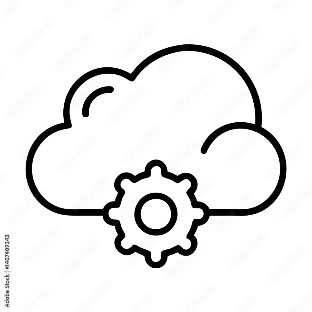 Poster cloud computing services and settings configuration icon for technology and data management