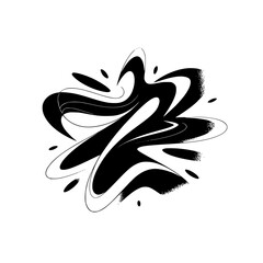 Abstract Black and White Swirl Design with Grain Texture