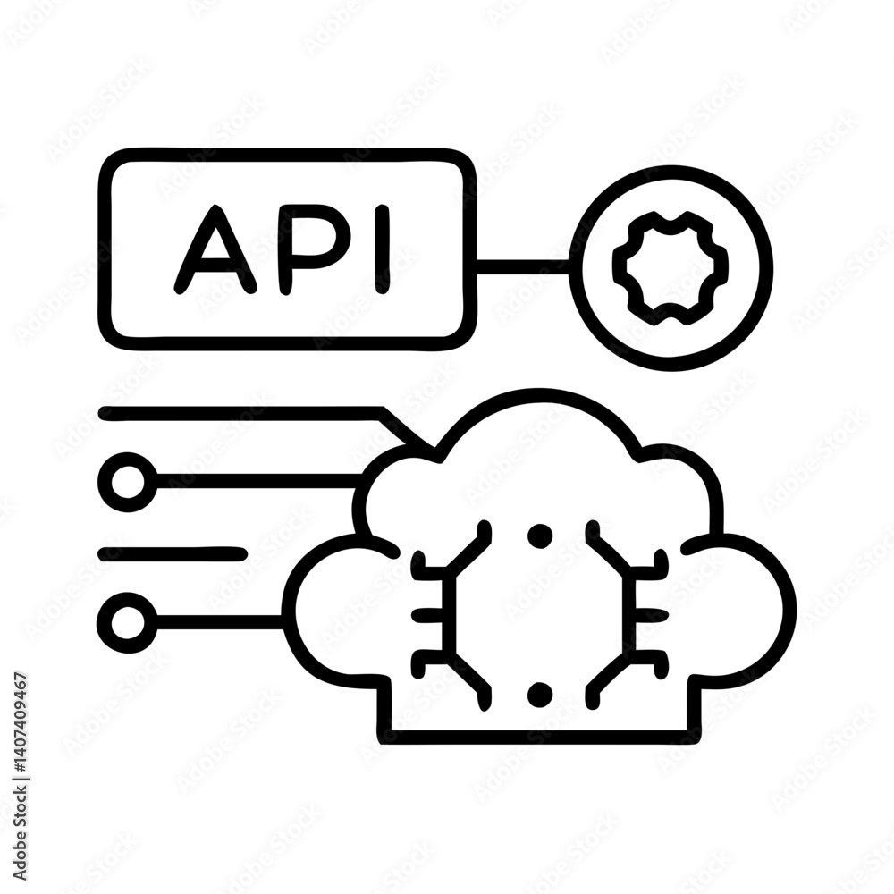 Poster Api integration cloud computing services connection and data flow for modern applications design