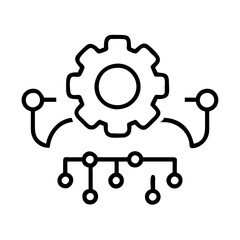 Machine learning automation process with gear and network nodes vector illustration