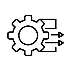 Process automation workflow management system with gear and arrows vector illustration