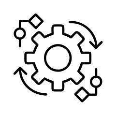 Process automation workflow diagram with gear and arrows for business optimization system