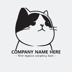 Cat character illustration black and white for logo company vector image
