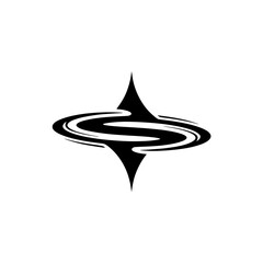 Fototapeta premium Modern Abstract Logo: Black & White Star with Swirls