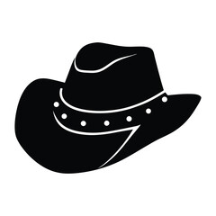  Black Silhouette of a Cowboy Hat, Western Style Headwear Vector Illustration