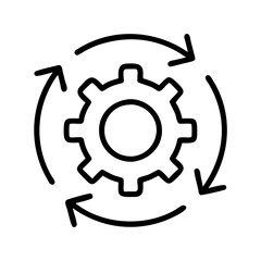 Gear mechanism rotation process icon vector illustration for automation and engineering design