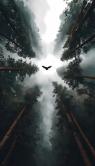 Dramatic Sky with Stormy Clouds, Smoke, Fog, and Moonlight Reflecting on Water at Night, Creating an Abstract Weather Landscape