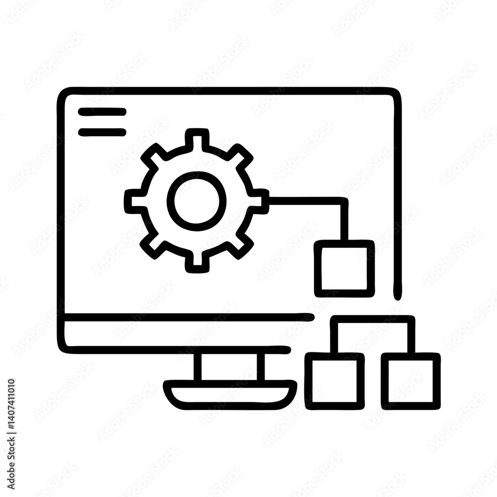 Poster Computer settings configuration management system diagram process automation workflow icon