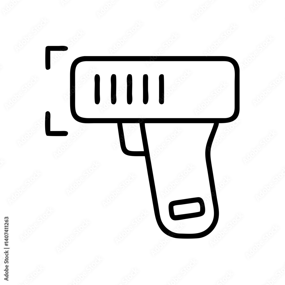 Poster barcode scanner vector icon for inventory management and retail point of sale application use