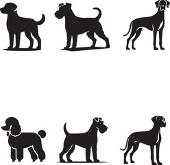 Silhouettes of Various Dog Breeds